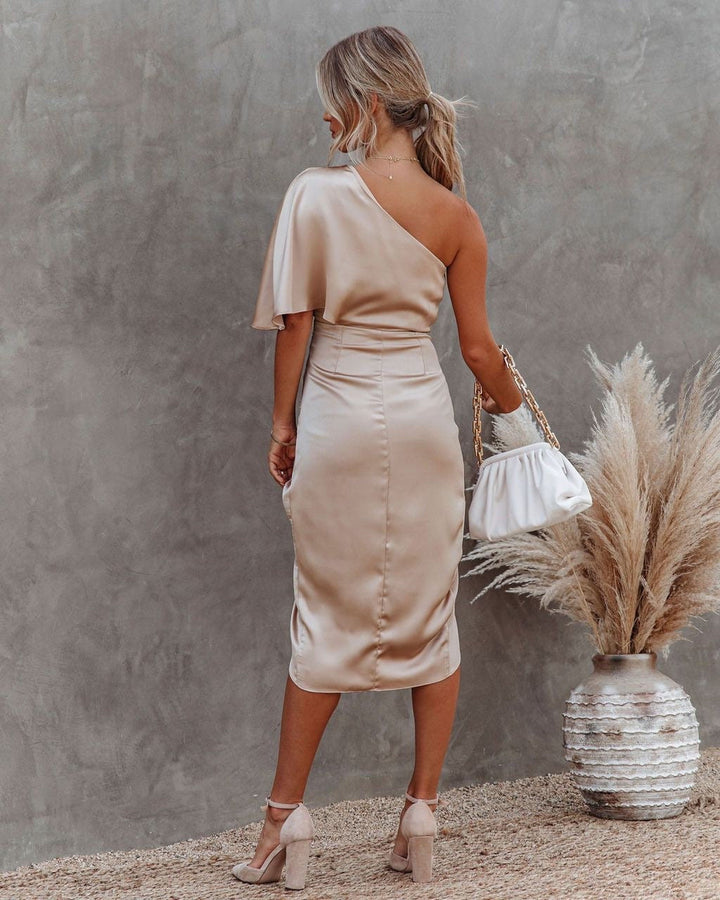 Amara | One Shoulder Satin Cocktail Dress
