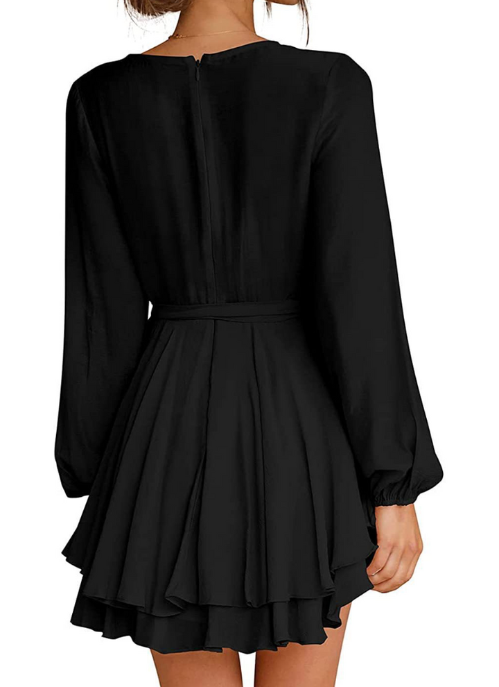 Chloe |  Elegant Ruffle Wrap Mini Dress