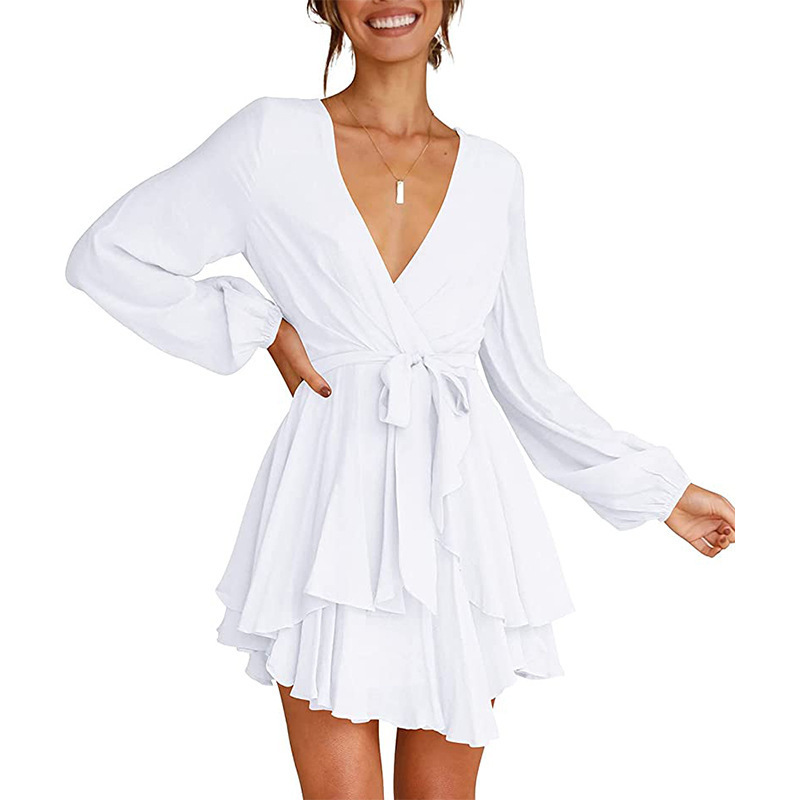 Chloe |  Elegant Ruffle Wrap Mini Dress