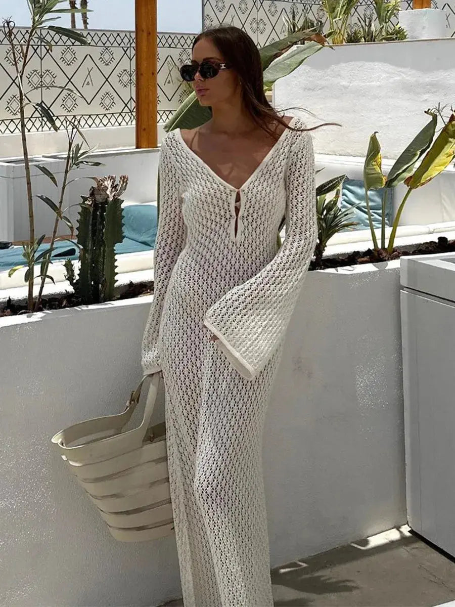 Sienna | Crochet Knit Long Sleeve Maxi Dress