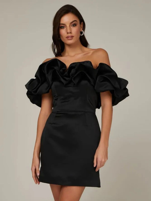 Olivia | Formal Off Shoulder Cocktail Mini Dress
