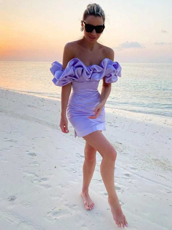 Olivia | Formal Off Shoulder Cocktail Mini Dress