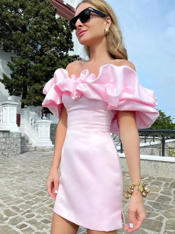 Olivia | Formal Off Shoulder Cocktail Mini Dress