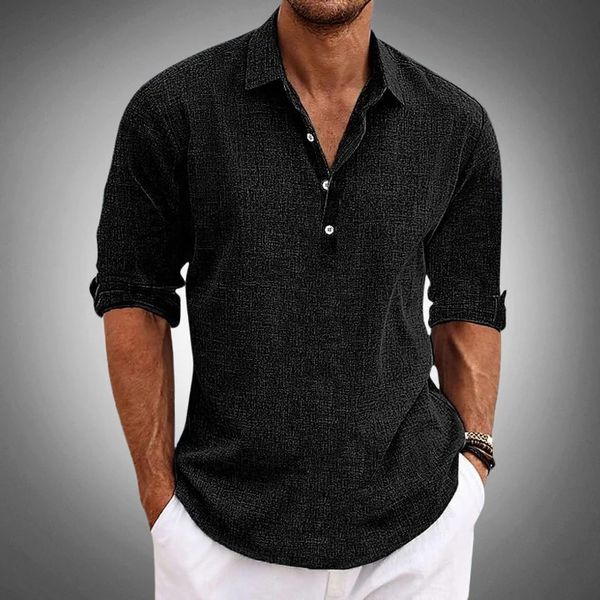Men's Linen Popover Shirt in a Relaxed Fit
