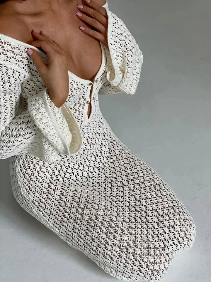 Sienna | Crochet Knit Long Sleeve Maxi Dress