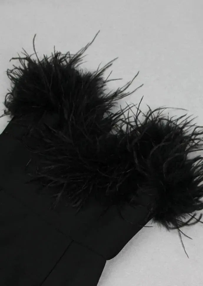 Viviana | Feather Trim Evening Mini Dress