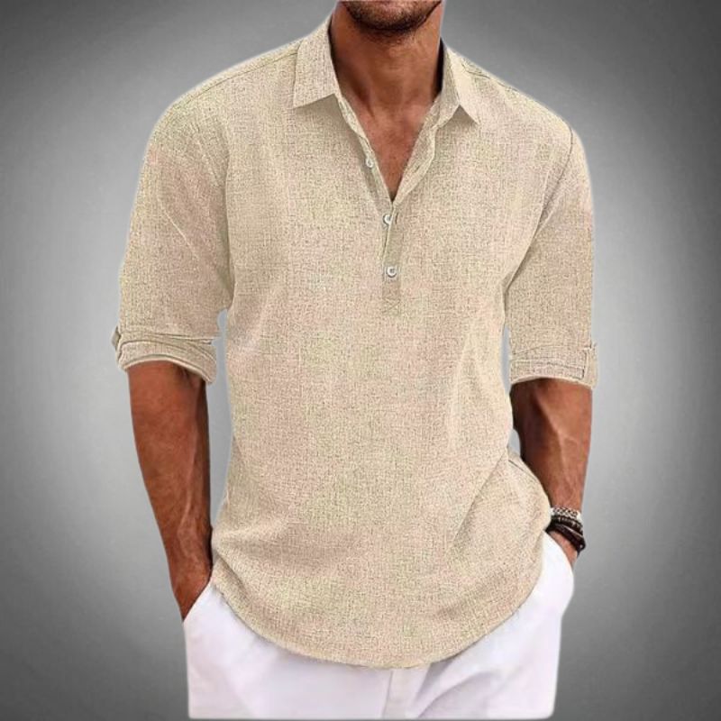 Men's Linen Popover Shirt in a Relaxed Fit