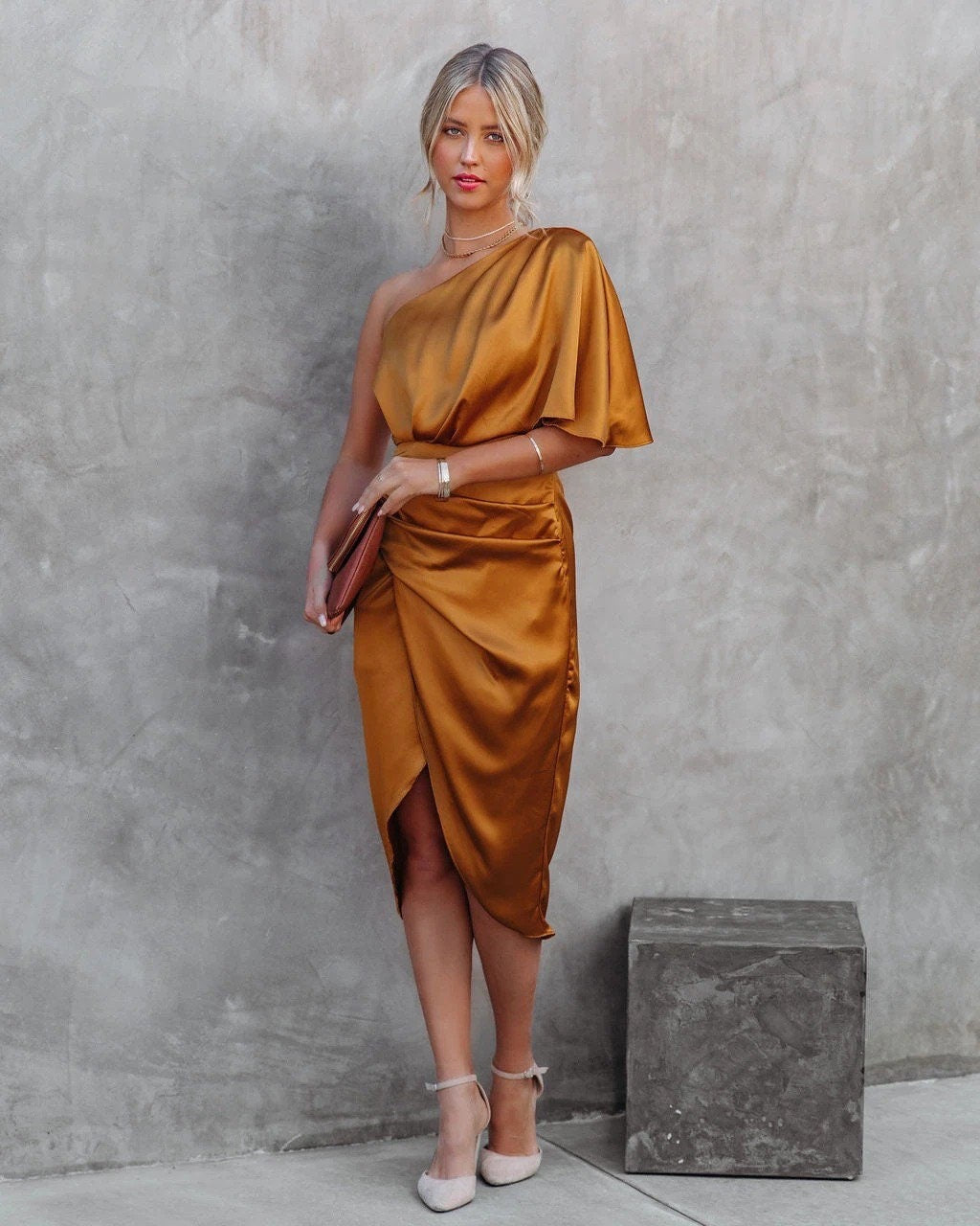 Amara | One Shoulder Satin Cocktail Dress