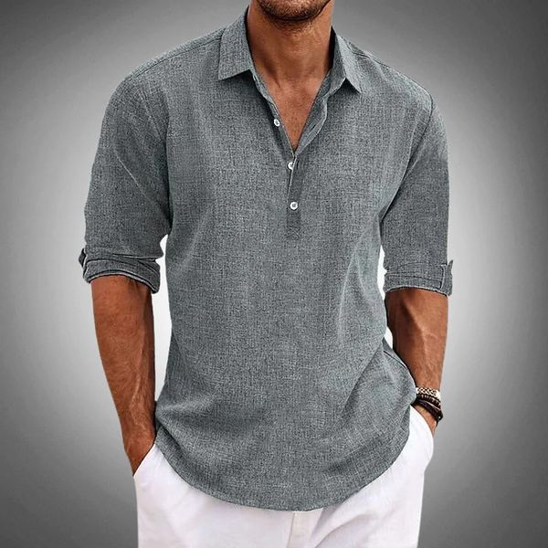 Men's Linen Popover Shirt in a Relaxed Fit