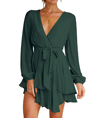 Chloe |  Elegant Ruffle Wrap Mini Dress