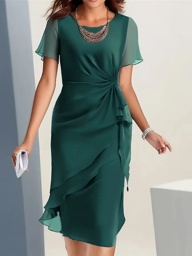 Gabriela | Elegant Short Sleeve Wedding Guest Cocktail Dress