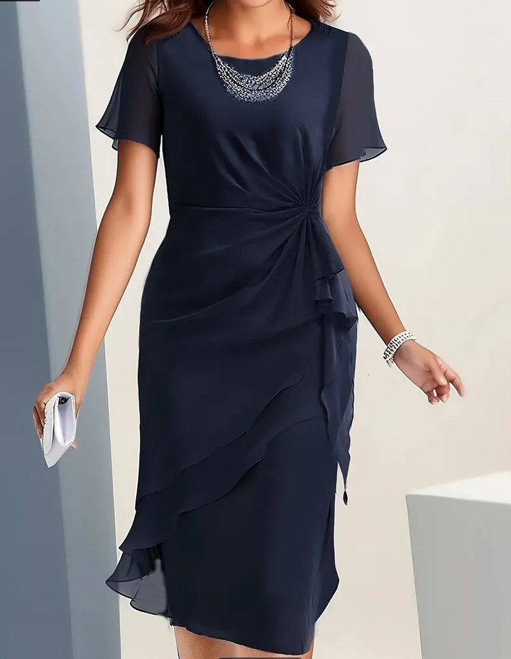 Gabriela | Elegant Short Sleeve Wedding Guest Cocktail Dress