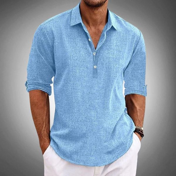 Men's Linen Popover Shirt in a Relaxed Fit