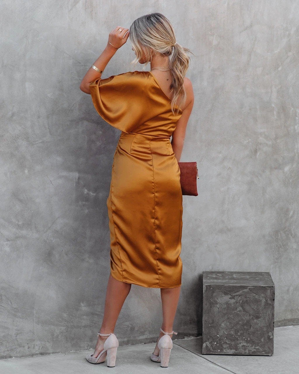 Amara | One Shoulder Satin Cocktail Dress