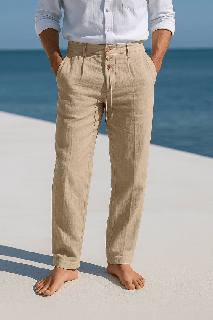 Mens Straight Leg Linen Pants