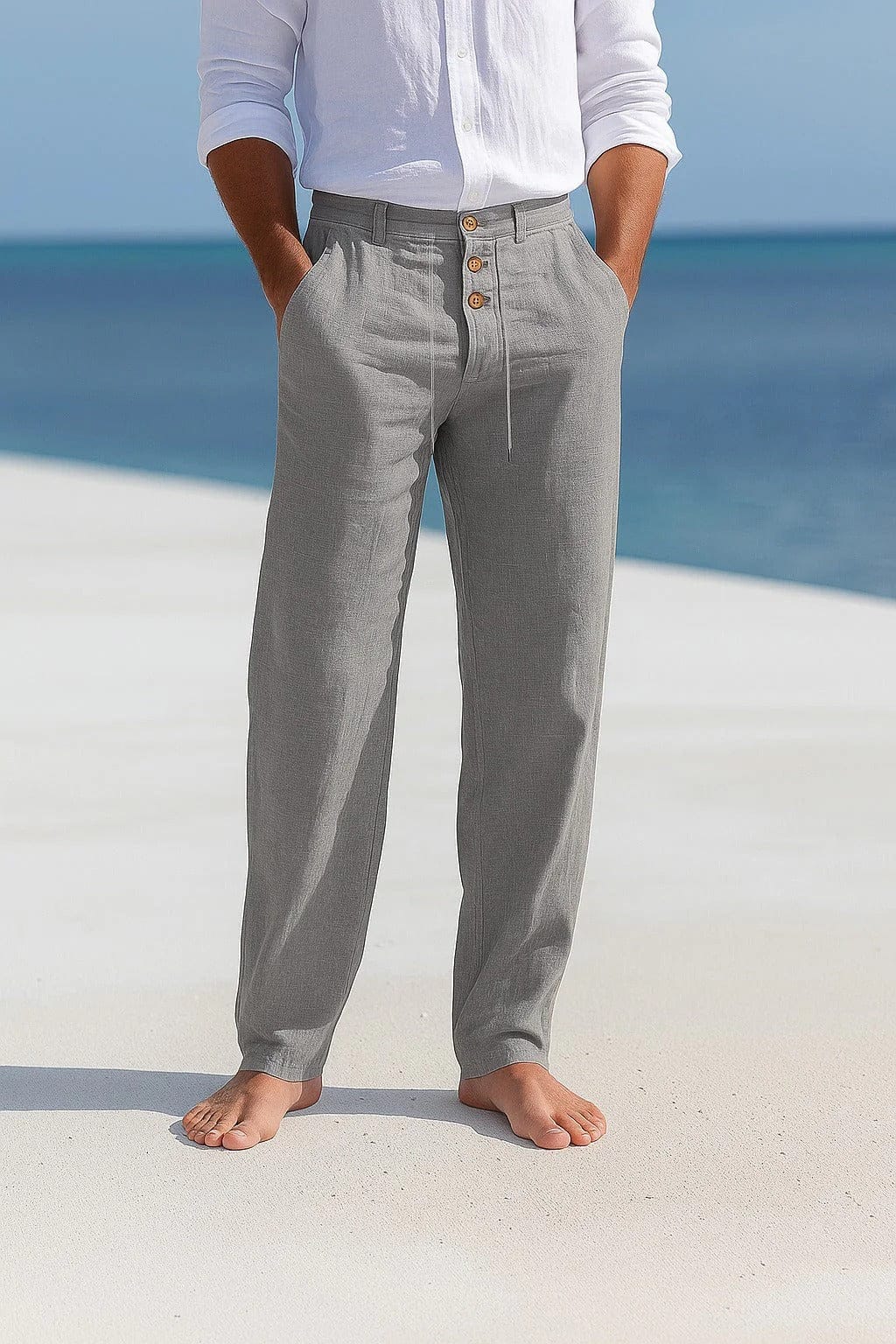 Mens Straight Leg Linen Pants