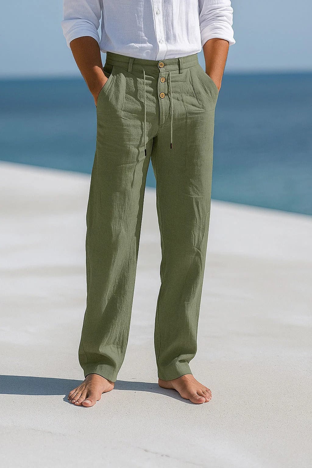 Mens Straight Leg Linen Pants