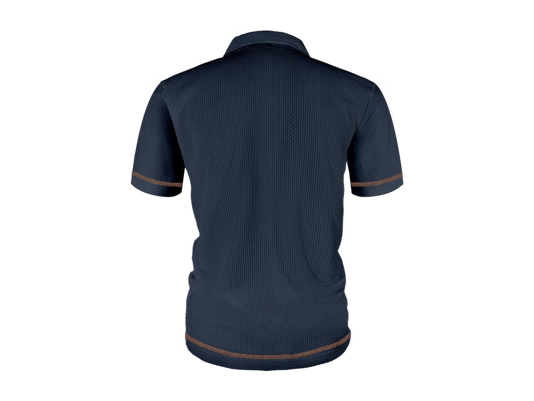 Men's Textured Knit Polo Shirt with Contrast Button Placket