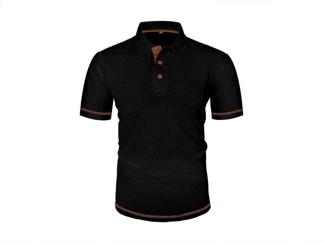 Men's Textured Knit Polo Shirt with Contrast Placket