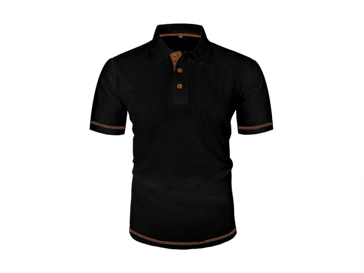 Men's Textured Knit Polo Shirt with Contrast Button Placket