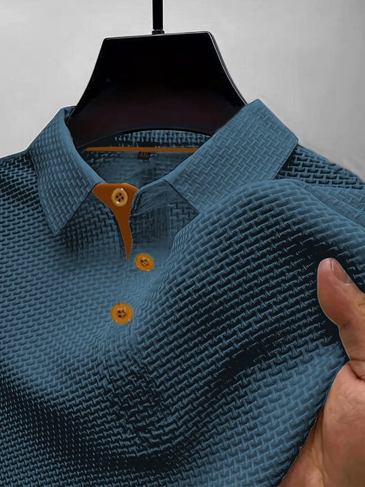 Men's Textured Knit Polo Shirt with Contrast Placket