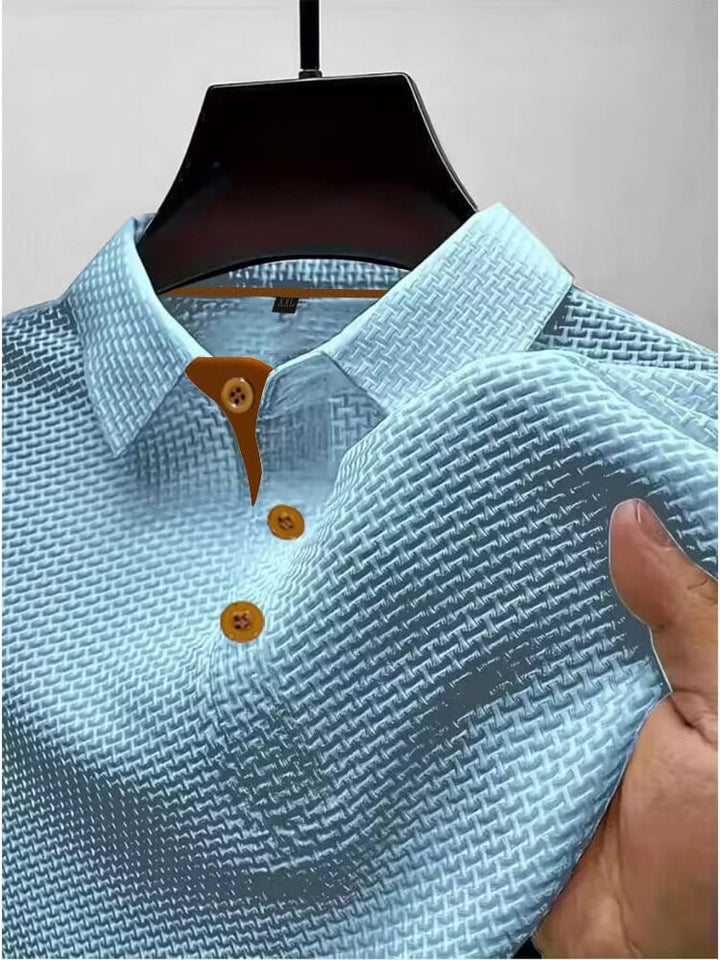 Men's Textured Knit Polo Shirt with Contrast Placket