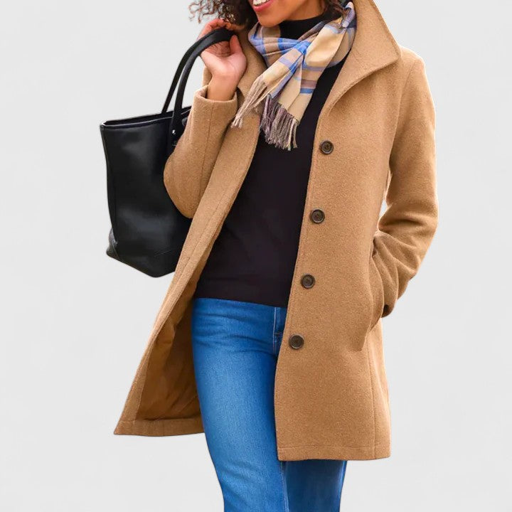Women's Longline Button-Through Coat with Framing Collar
