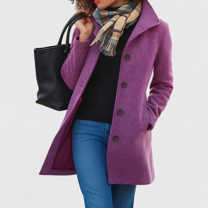 Women's Longline Button-Through Coat with Framing Collar