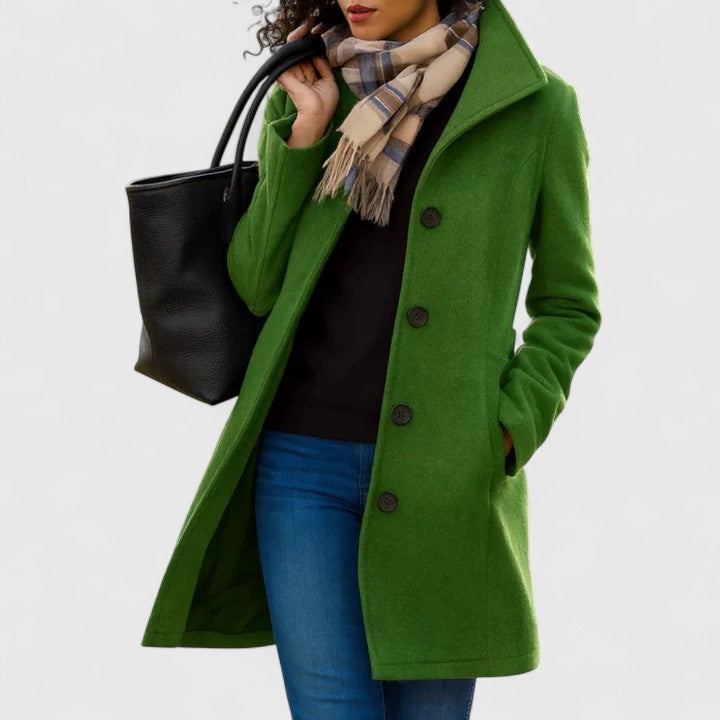 Women's Longline Button-Through Coat with Framing Collar