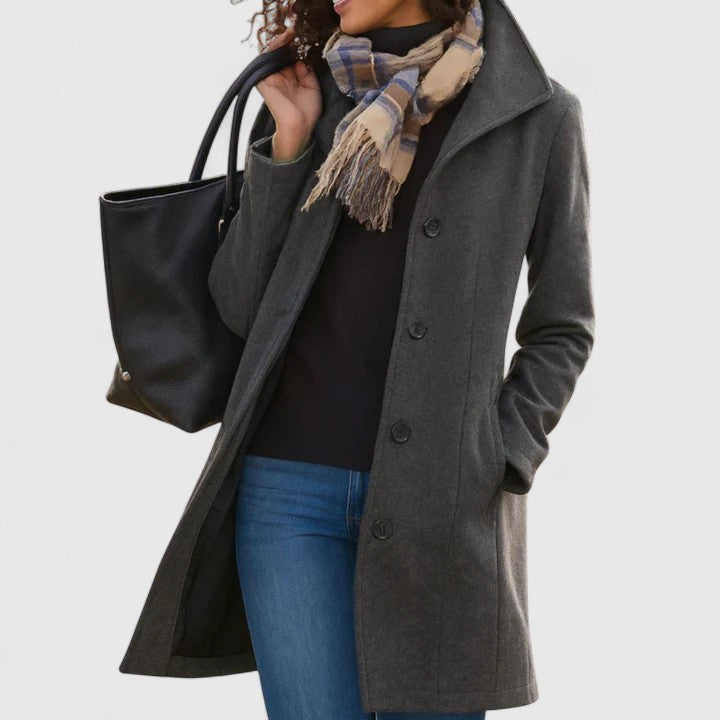 Women's Longline Button-Through Coat with Framing Collar