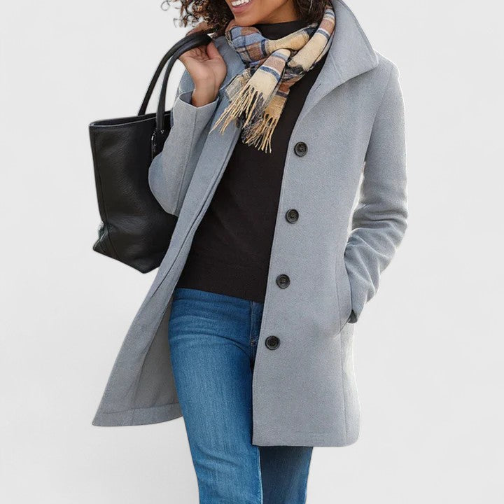 Women's Longline Button-Through Coat with Framing Collar