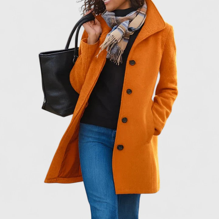 Women's Longline Button-Through Coat with Framing Collar