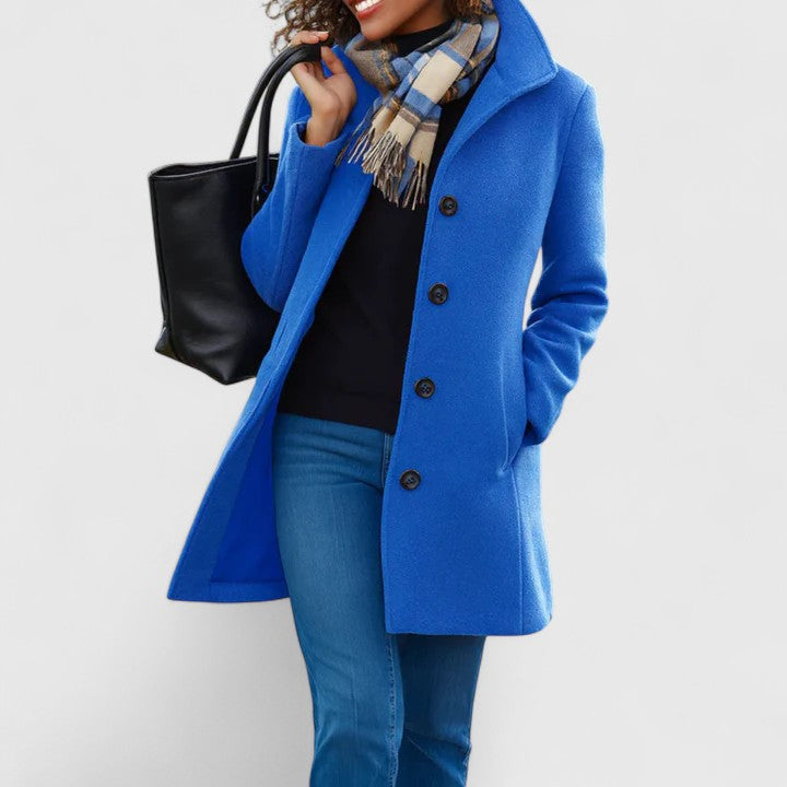 Women's Longline Button-Through Coat with Framing Collar