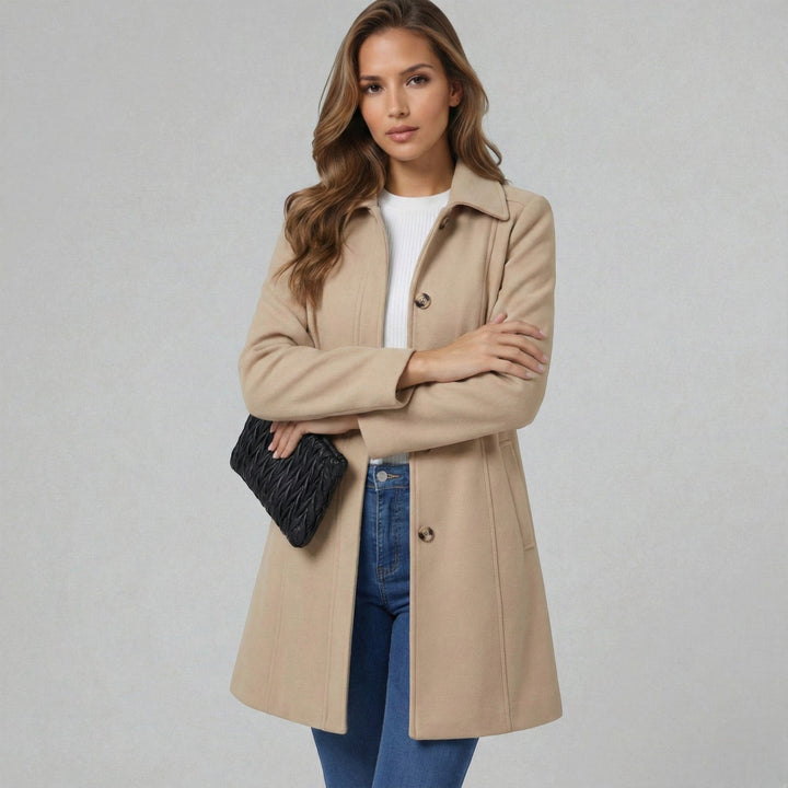 Women's Tailored A-Line Coat with Button Placket