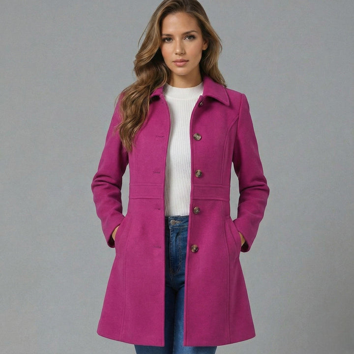 Women's Tailored A-Line Coat with Button Placket