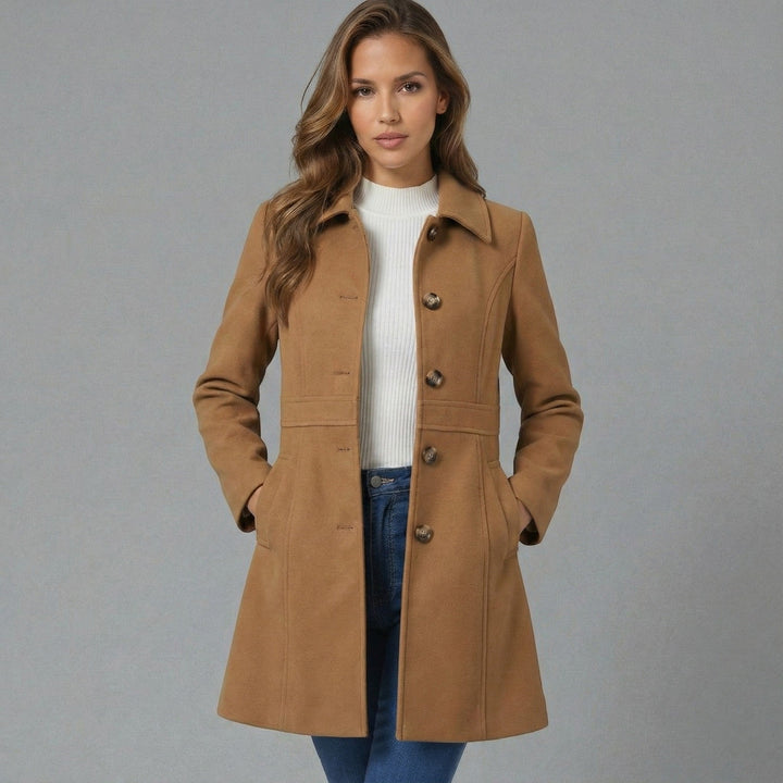 Women's Tailored A-Line Coat with Button Placket