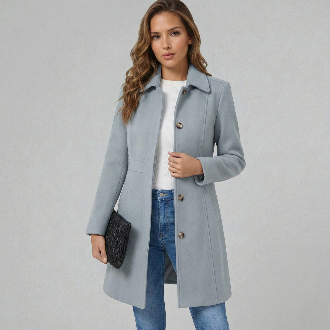 Women's Tailored A-Line Coat with Button Placket