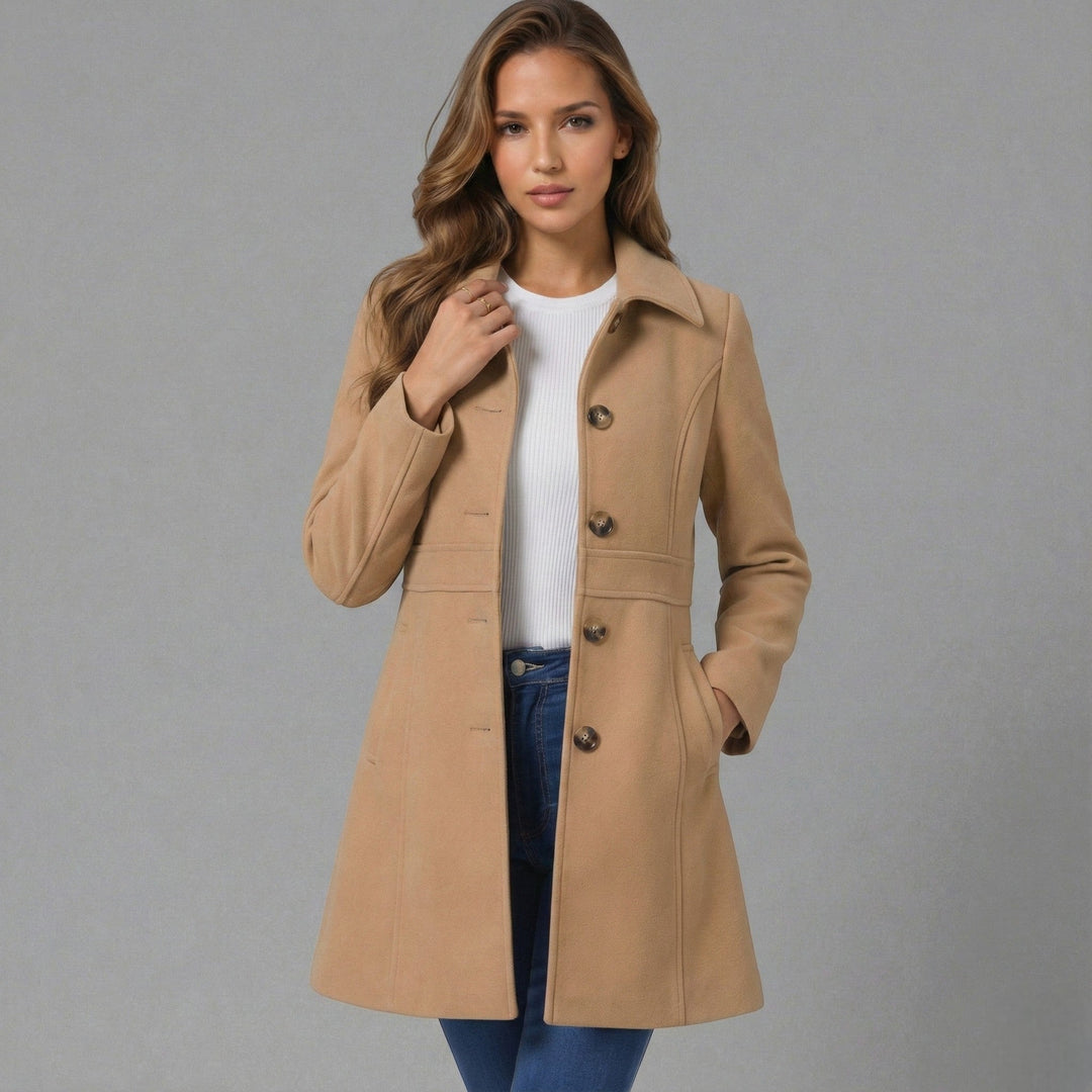 Women's Tailored A-Line Coat with Button Placket