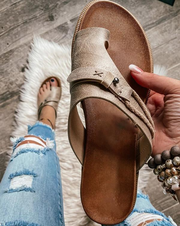 Women's Orthopedic Leather Toe-Post Sandals
