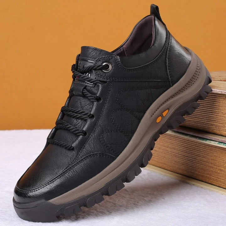 Leather Lace-Up Hiking Shoes with Rugged Sole