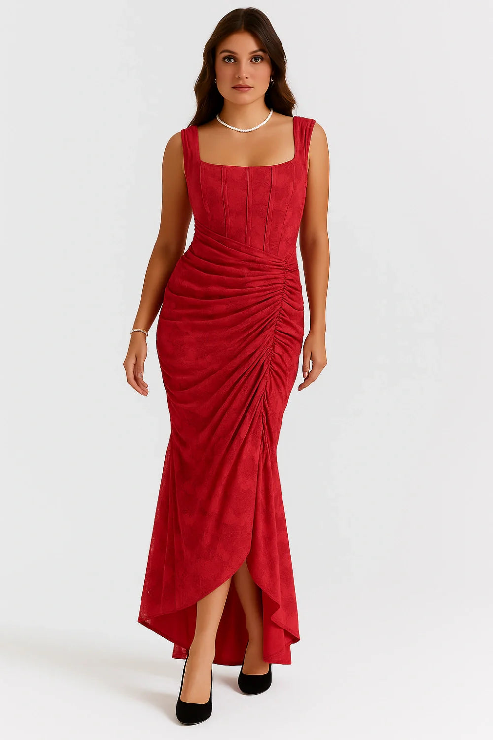 Floral Ruched Occasion Midi Dress