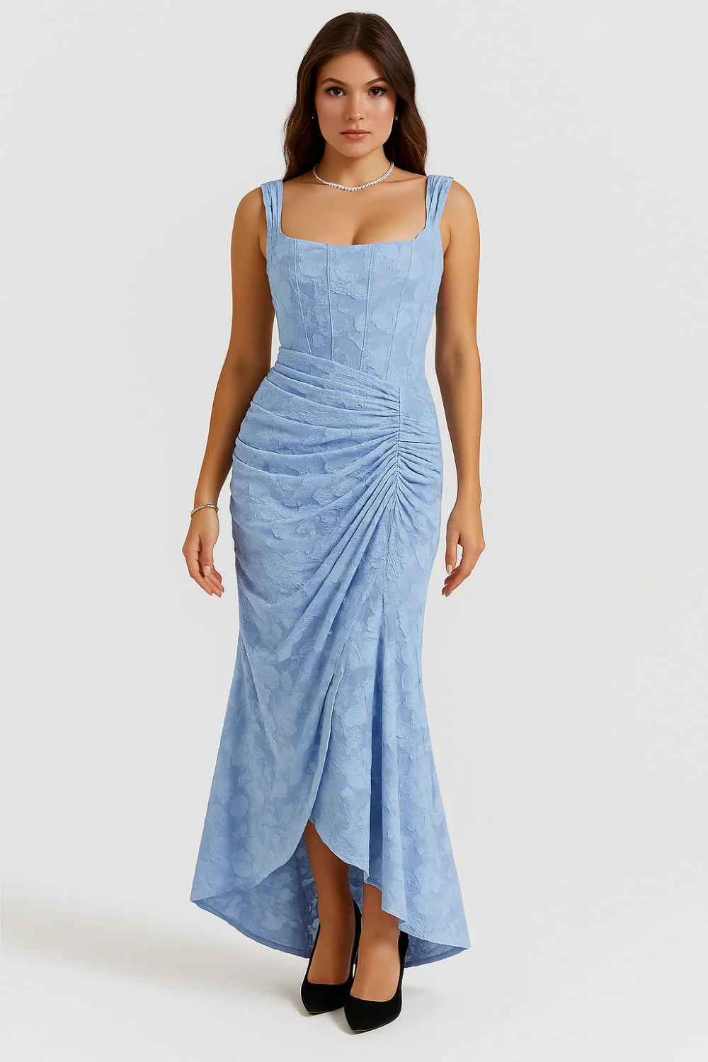 Floral Ruched Occasion Midi Dress