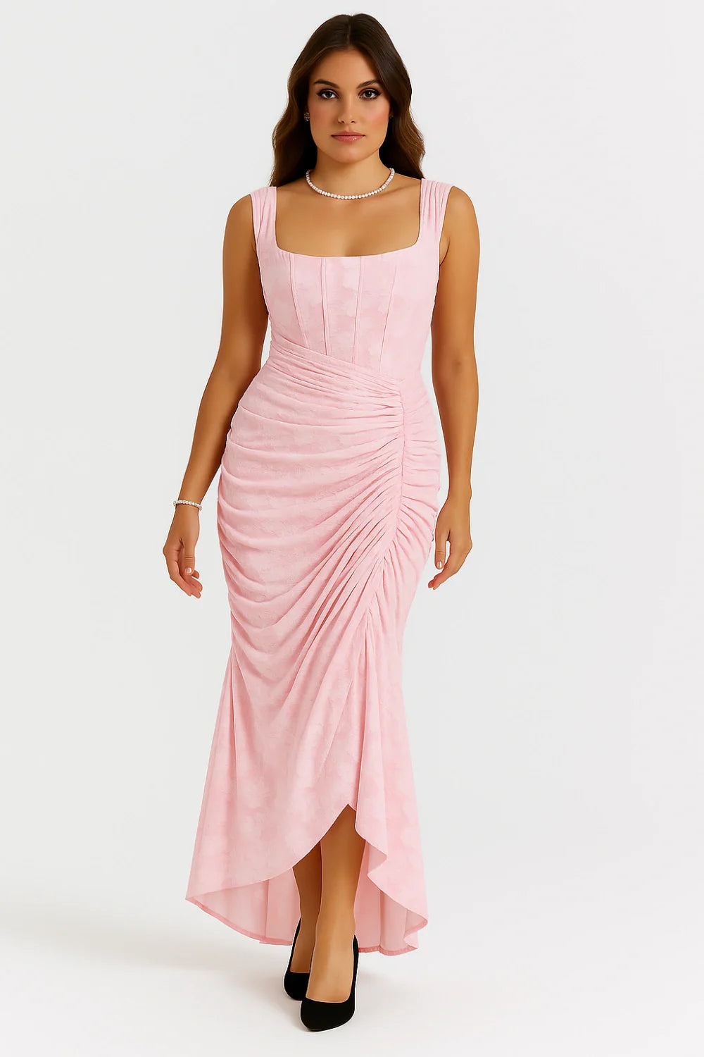 Floral Ruched Occasion Midi Dress