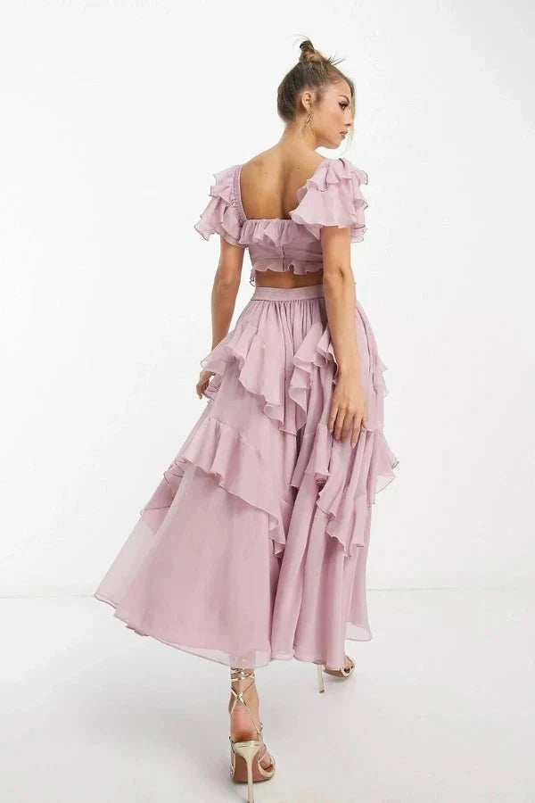 Wedding Guest Ruffle Maxi Dress