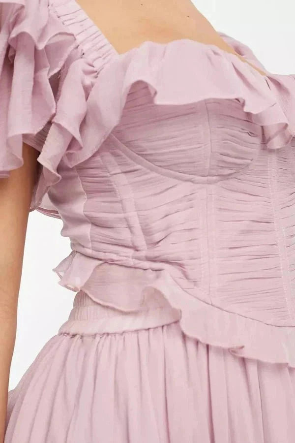 Wedding Guest Ruffle Maxi Dress