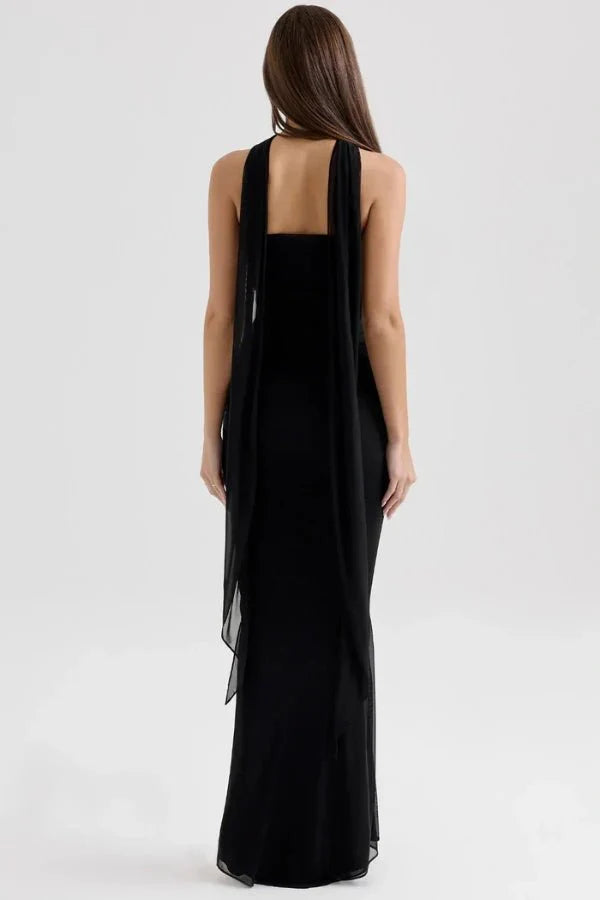 Elegant Ruched Evening Maxi Dress