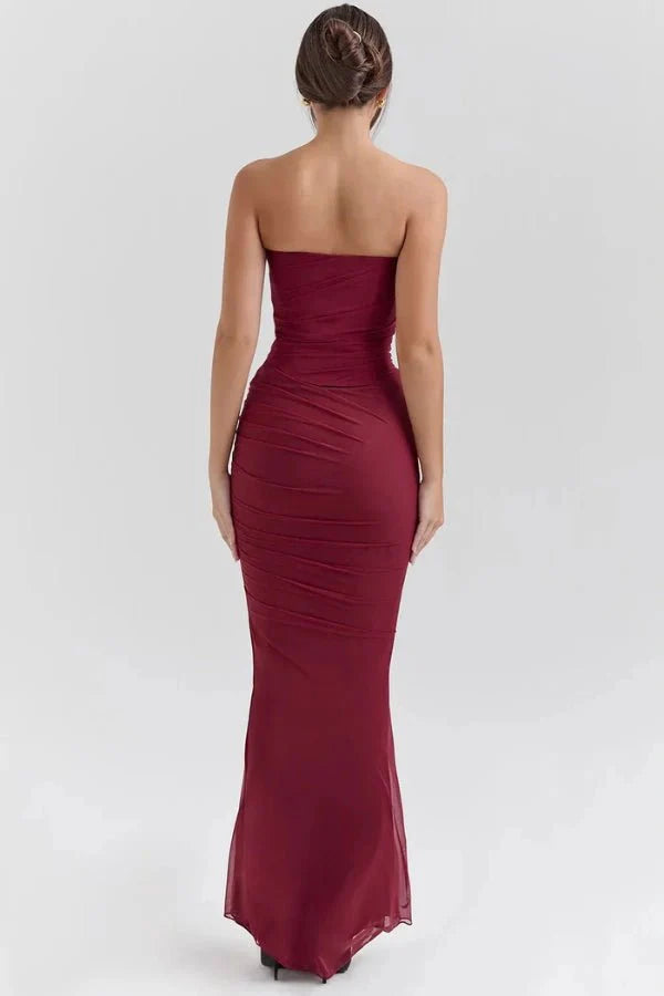 Elegant Ruched Evening Maxi Dress