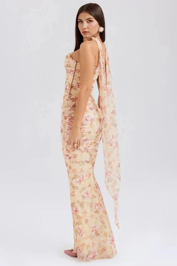 Elegant Ruched Evening Maxi Dress