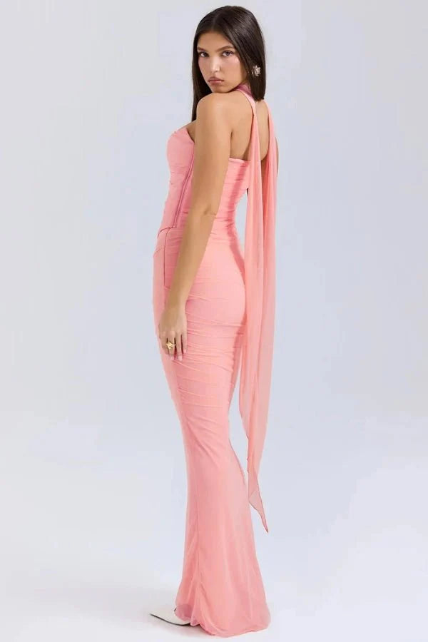 Elegant Ruched Evening Maxi Dress
