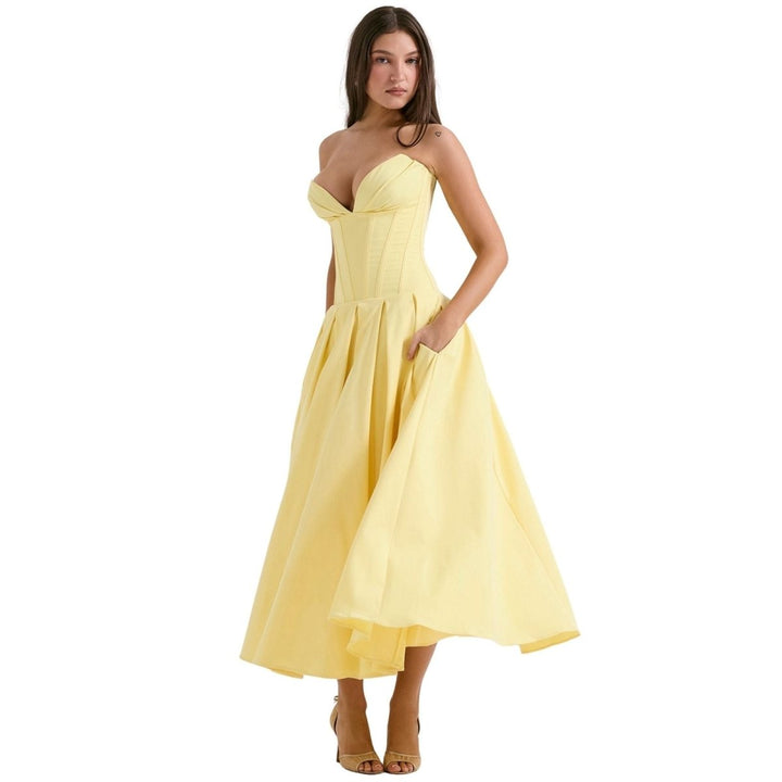 Strapless Corset Midi Dress for Women